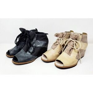 Sorel Lake Ankle Booties Womens 5 Peep Toe Hidden Wedge Heel Lace Lot of 2‎ Pair